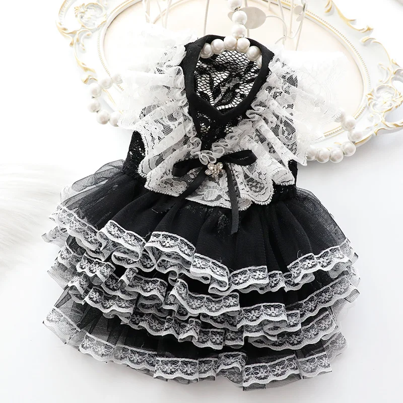 dog Lolita Princess Dress Small Dog Pet cute Clothing Skirt Dogs Clothes Cat Print Thin Summer White Dogs Clothing Chihuahua