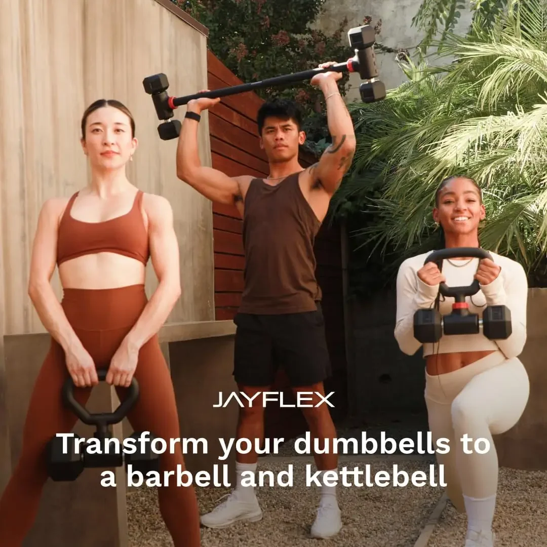 Hyperbell Dumbbell Converter - Convert Dumbbells to Barbell Set and Kettlebell for Home Fitness - Adjustable & Up to 200