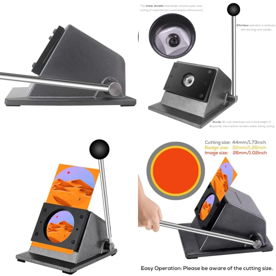 

Резак для бумаги 1,26 дюйма/32 мм, дырокол для кругов 1,73 дюйма/44 мм, точный графический вырубной пресс для изготовления кругов 1,26 дюйма