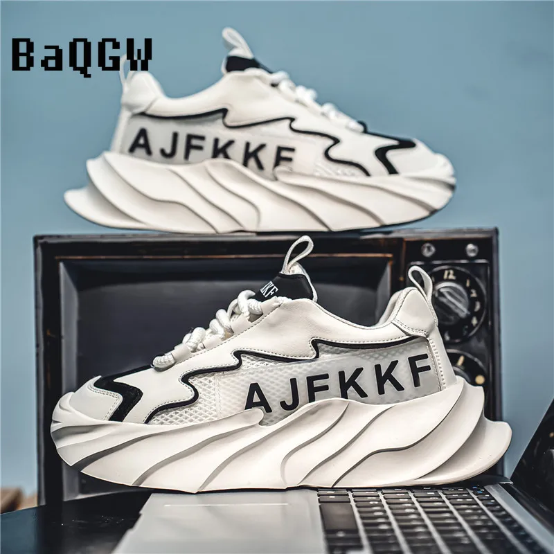 Chunky Sneaker Men Designer Running Shoes Fashion Casual Letter Patchwork Mesh Breathable Height Increased Flat Platform Shoes