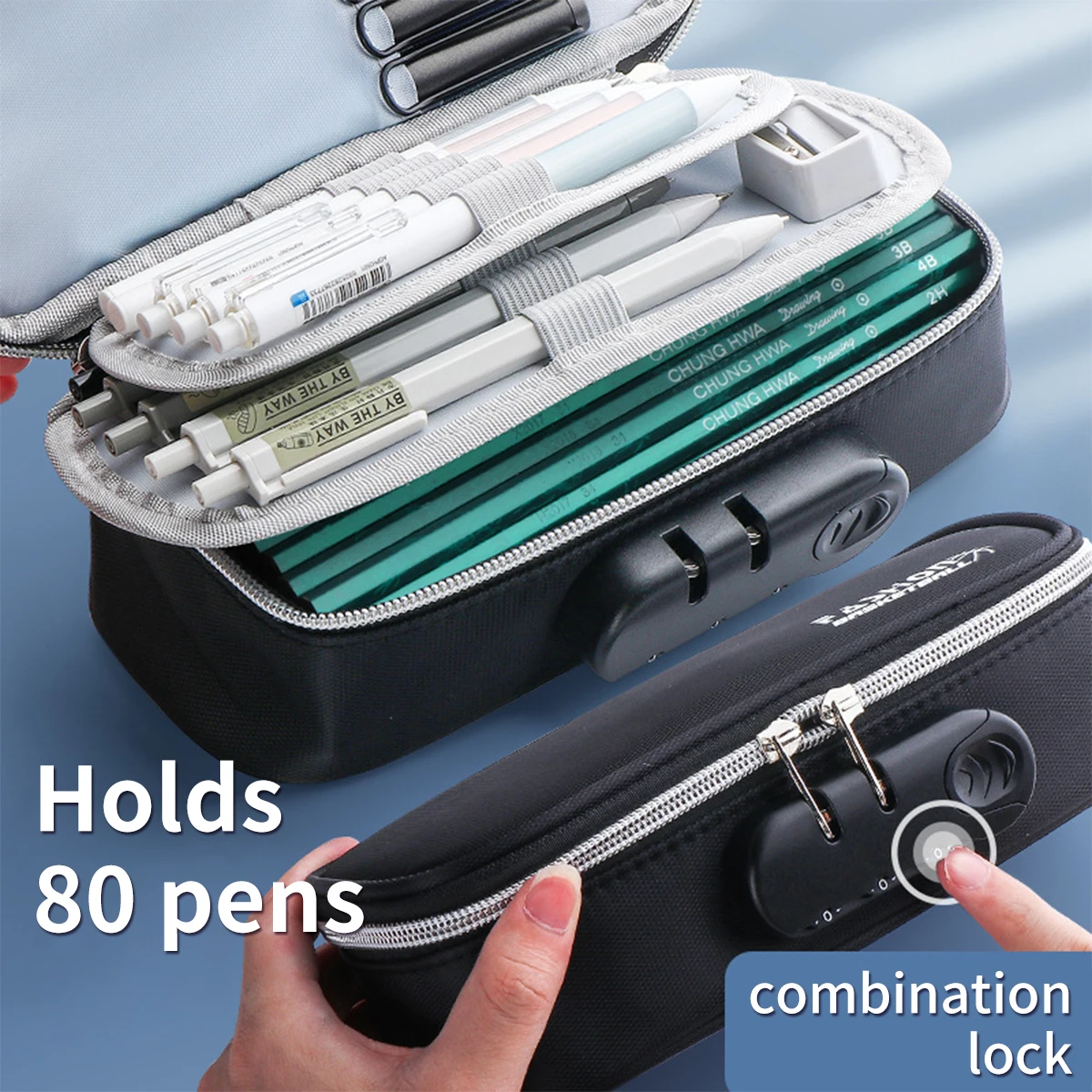 1PC Simple Portable Combination Lock Pencil Case Boys Canvas Pencil Case Large Capacity Pencil Case Student Pencil Case Gift