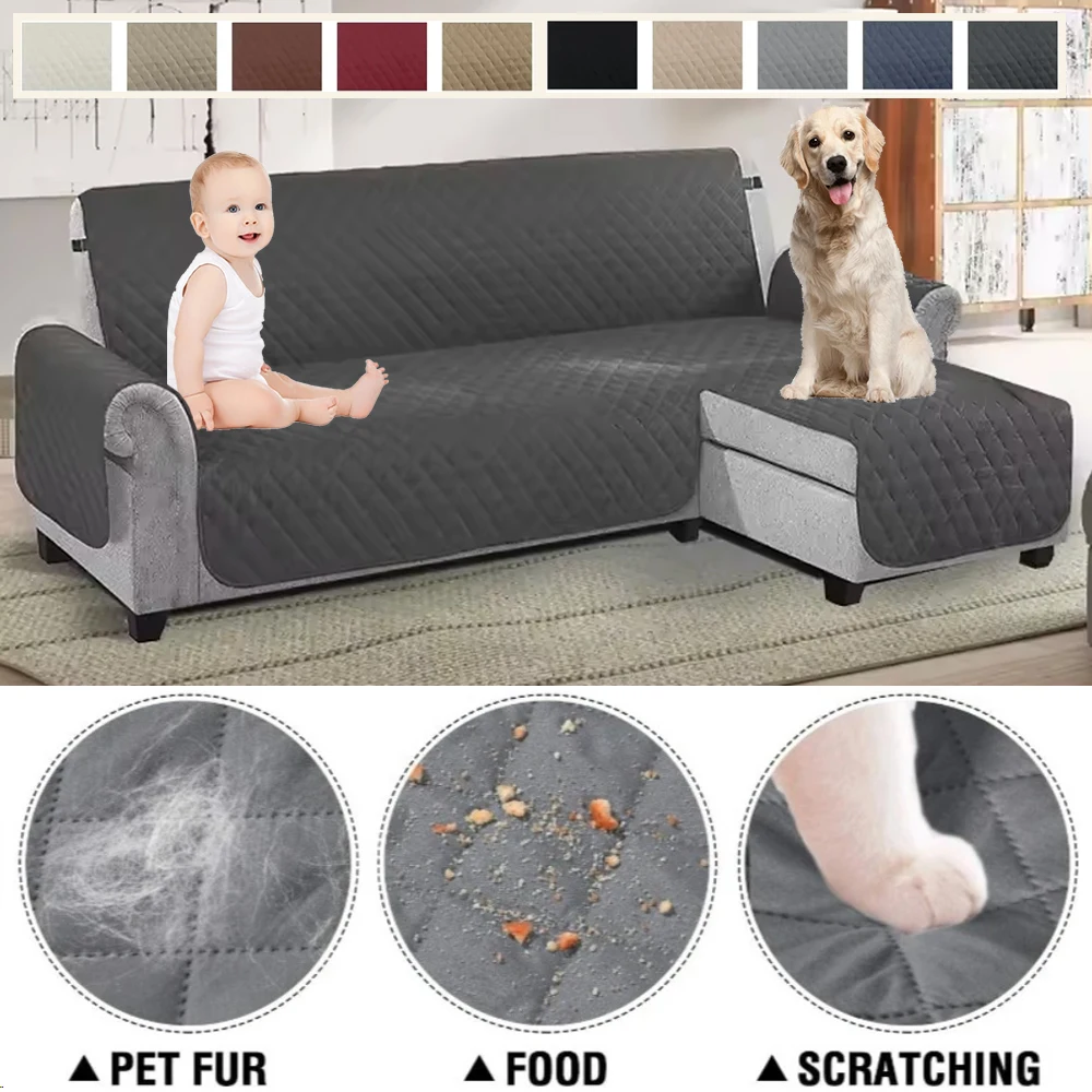 

1PC L-Shape Corner Sofa Cover Livingroom Universal Quilted Couch Cover Solid Slipcover Sofa Protector Furniture Protector 소파 커버