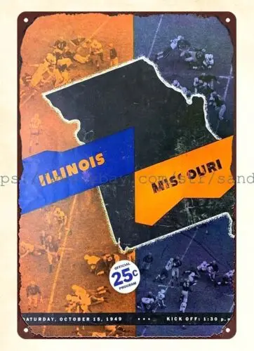 1949 college Football Program metal tin sign metal retro rustic signs