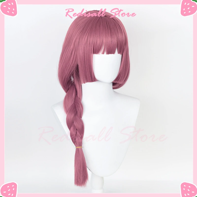 65cm de comprimento hiroi kikuri cosplay peruca tranças anime bocchi a rocha rosa trançado cabelo franja dia das bruxas comic headwear meninas banda