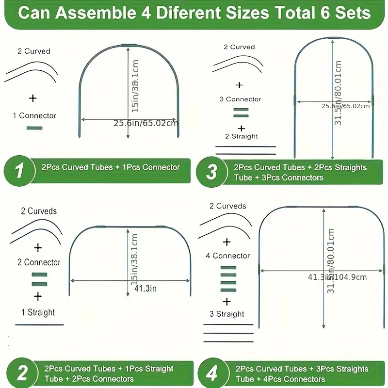6 مجموعات من أطواق الدفيئة للأسرّة المرتفعة، أطواق الحديقة نفق حديقة خالي من الصدأ قابل للفصل لنسيج الحديقة، أطواق الحديقة تنمو Tu #4