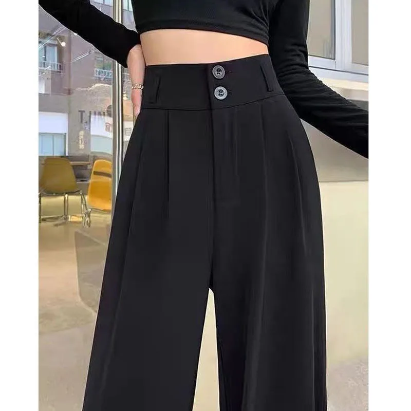 2024 Lady Large Size Summer Thin Style High Waisted Multicolor All-match Loose Straight Cylinder Solid Color Casual Suit Pant