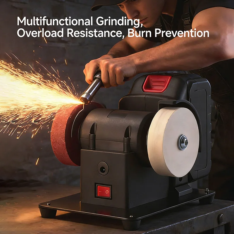 Dual-Wheel Tabletop Mini Sharpening Machine 6000r/min Multi-functional Polishing and Grinding Machine With One Battery EU Plug