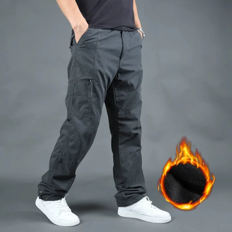 Pantalones Cargo para Hombre, Forrados de Polar, Resistentes al Viento, Gruesos, para Invierno, Senderismo, Montañismo y Trabajo