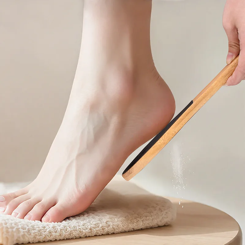 Bamboo Foot File Callus Remover,Double Sided Foot Rasp Pedicure Tool,Wooden Foot Scrubber for Dead Skin Hard Skin Feet Care