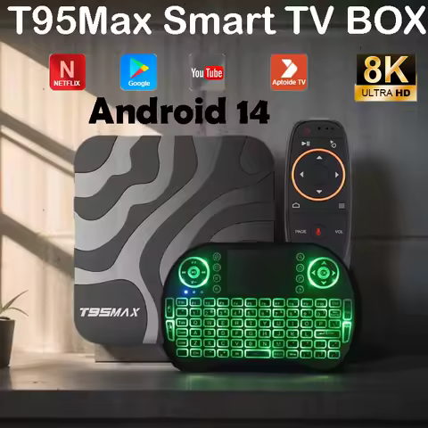 T95Max Android14 8K HDR10+ Smart TV Box 128G Allwinner H618 Dual Wifi BT5.4 Set Top Box Media Player with Google Voice Player