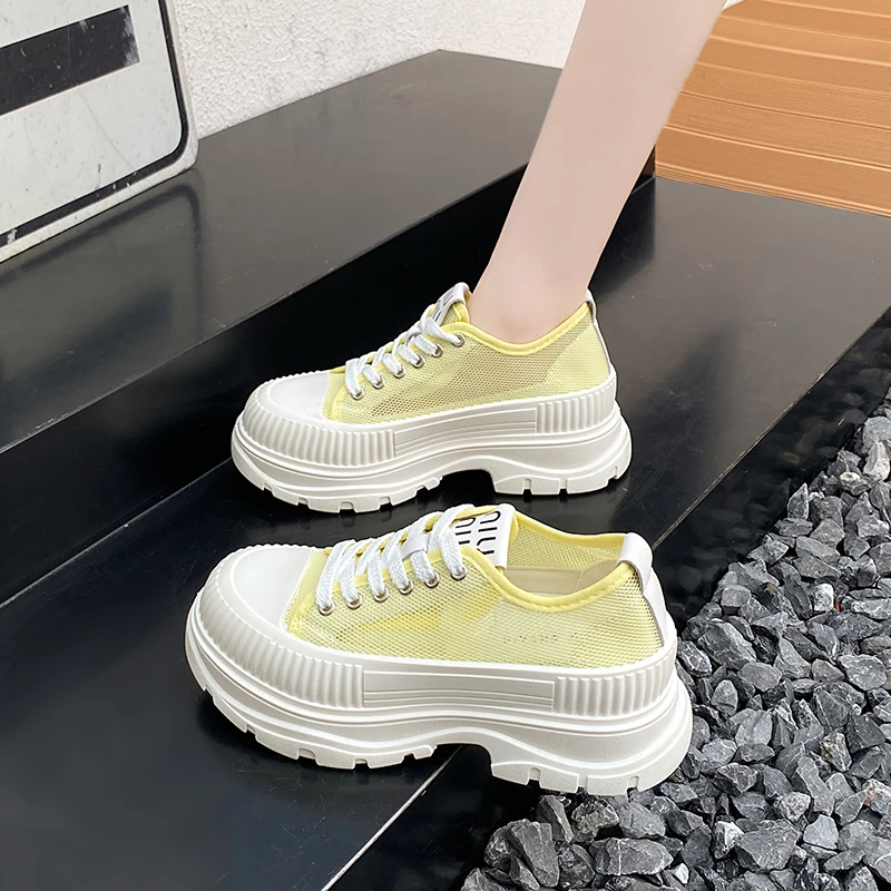 أحذية رياضية نسائية كلاسيكية من CRLAYDK ذات نعل سميك كاجوال برباط علوي أحذية نسائية صيفية قابلة للتنفس للمشي والتنس #2