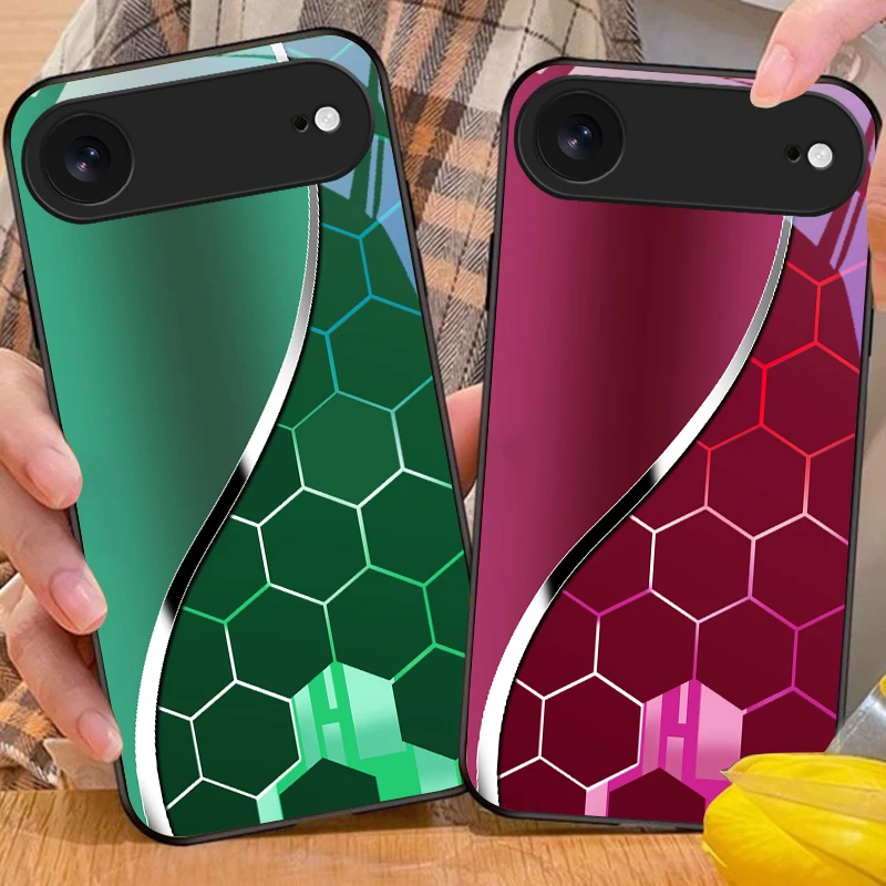 Purple honeycomb pattern For iPhone 11 Pro 12 13 mini 14 15 Pro Max 16 E 17 Air XS Max XR 8 7 Plus SE 5 6 Black Glass Phone Case view 3