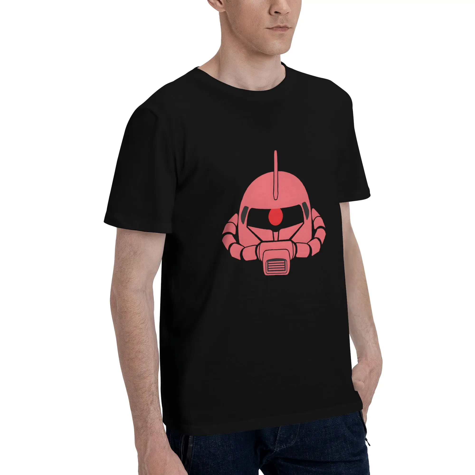 Zaku II  in Char Red, Stencil Graphic Funny 100% Cotton T-Shirt Gundam Tops Tees For Men