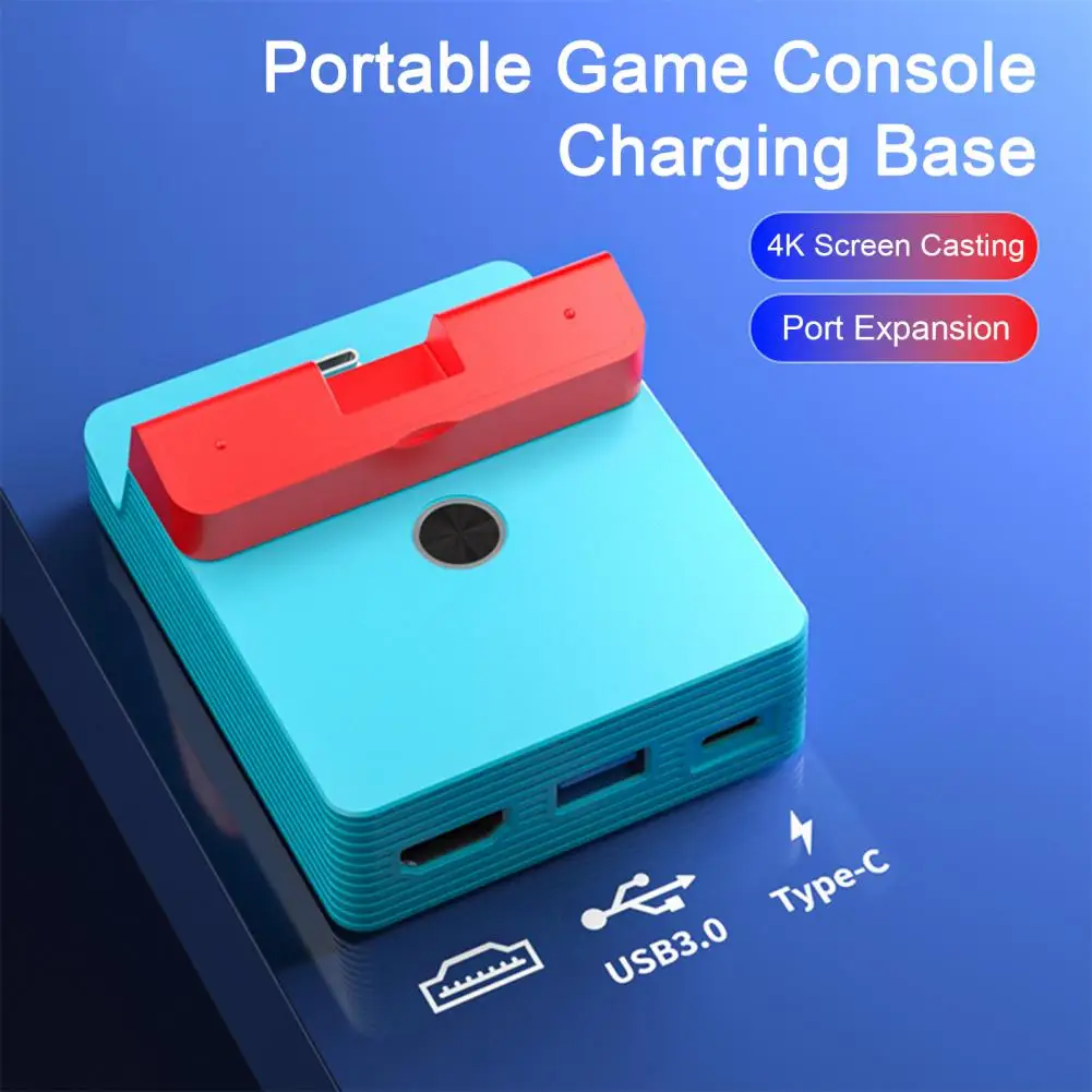 Portable Charging Stand Heat Dissipation Mini Game Console Charging Base 4K HD-compatible Video Output 3-in-1 Docking for Switch