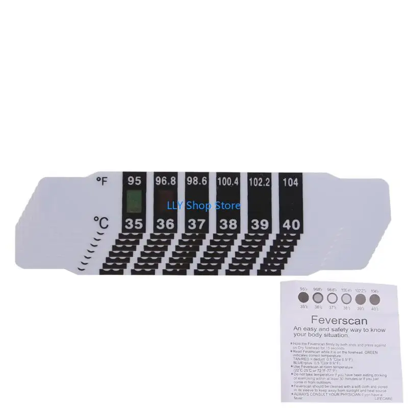 T8UD ميزان الحرارة شرائط مؤشر الحمى ملصقات الطفل الجبين مراقبة درجة الحرارة شرائط سريعة القراءة حمى ملصقات 20 قطعة