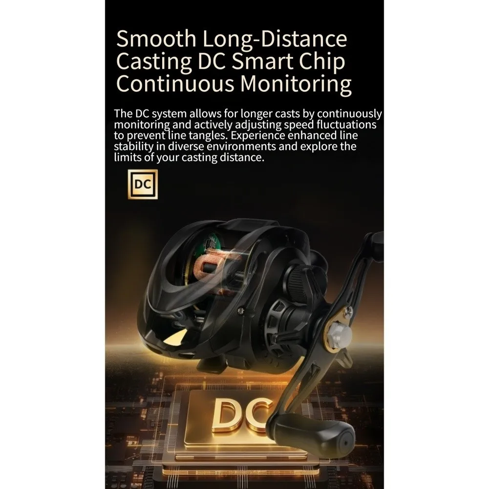 Reliable Baitcasting Reel DC Electromagnetic Brake 7.2:1 Gear Ratio 5KG Drag Aluminum Spool Dual Sealed Bearings