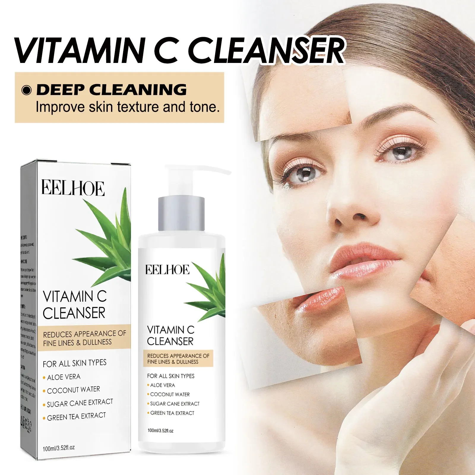 Vitamin C Facial Cleanser Deeply Clean Pores Dirt Improve Dullness Prevent Skin Dryness Brighten Skin Tone Moisturize Firm Skin