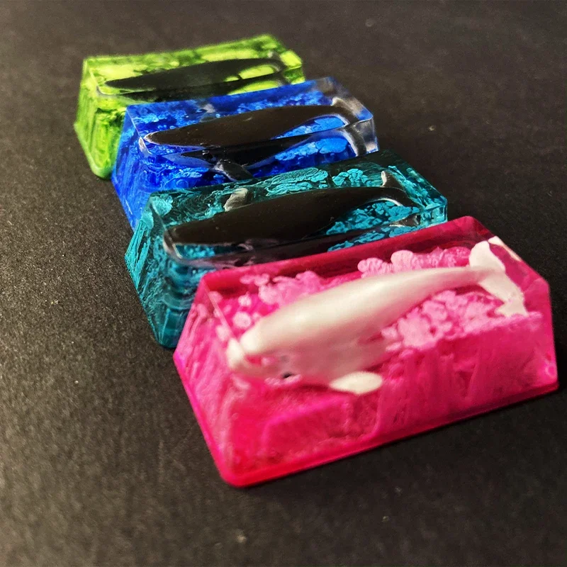 Whale resin keycap oem mechanical keyboard personalized backspace key 2x light-transmitting keycap Sa can be customized blue sin