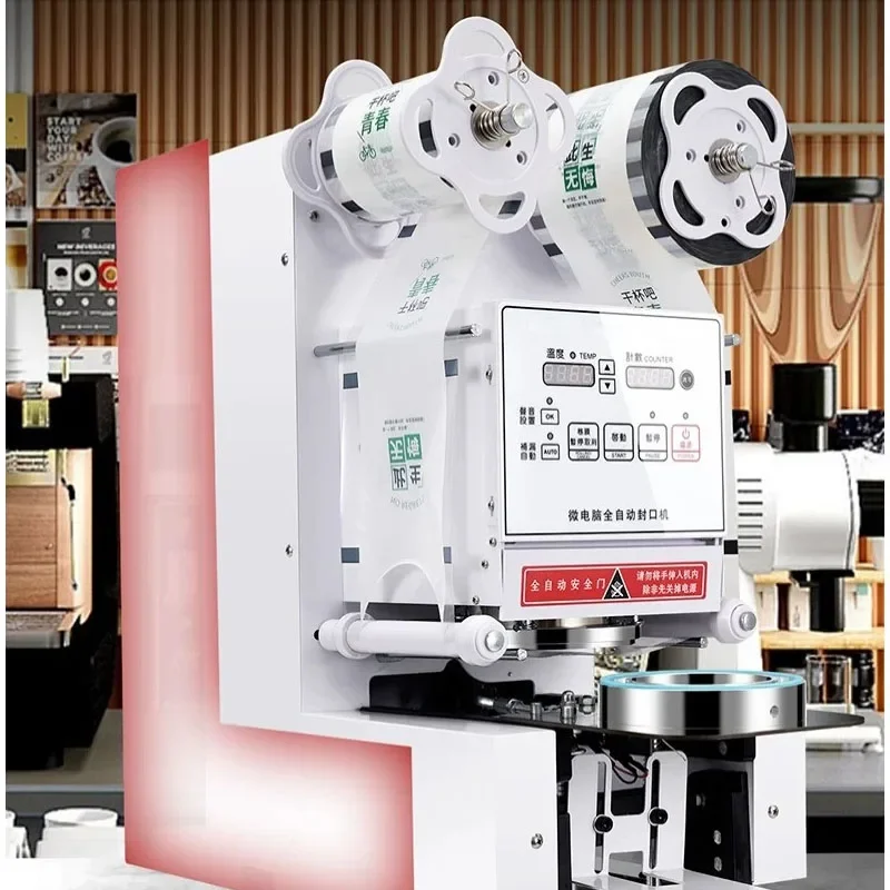 Automatic Cup Sealer Multi-Mode Sealing Adjustment Overheat Protection Dual Film Roll Placement Heavy Duty Cup Sealing Machine