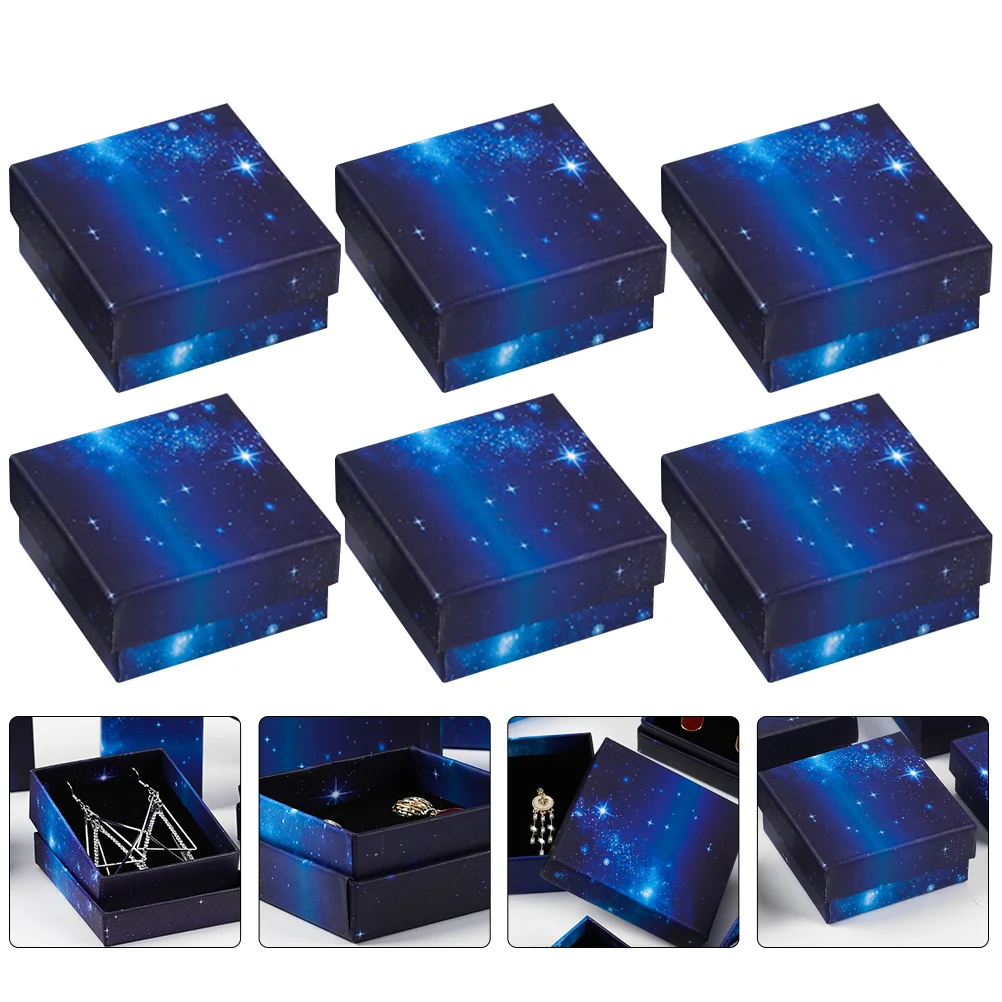 

6 шт., маленькие подарочные коробки для ювелирных изделий, коробка для ожерелья из крафт-бумаги премиум-класса с крышкой для хранения браслета, колец, сережек, портативная декоративная