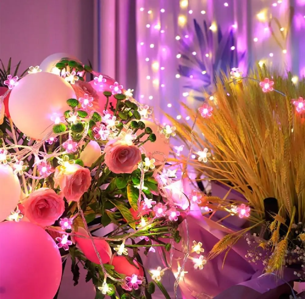 10/20/30LED Battery Box Transparent Cherry Blossom Light String, LED Fairy Light, Used For Bedroom, Party, Holiday Decoration