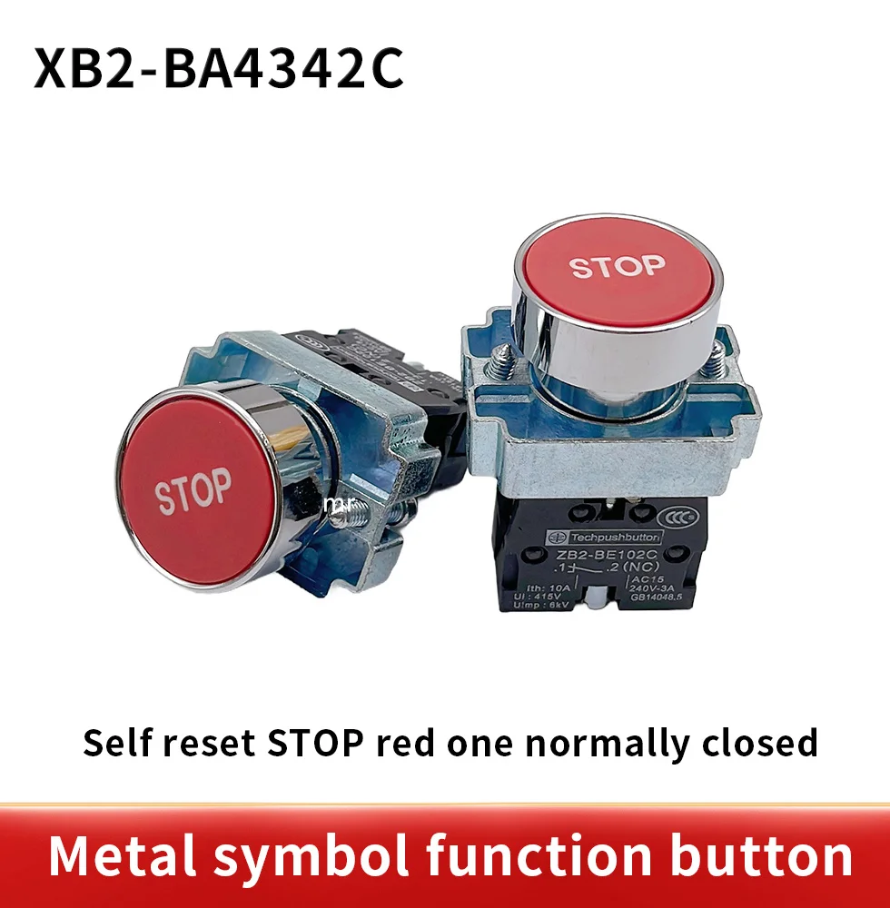 XB2-BA4342 XB2-BA4331 XB2-BA3351XB2- BA4322 XB2-BA3311 XB2-BA3341 NO/NC Momentary flat push button with mark switch 22mm 1PCS