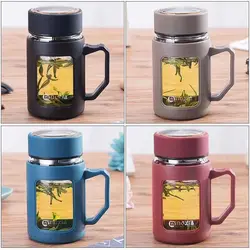 Tea Glass with Filter Double Walled Insulated Glass Water Cup Office Clear Bottles Business Men Drinkware