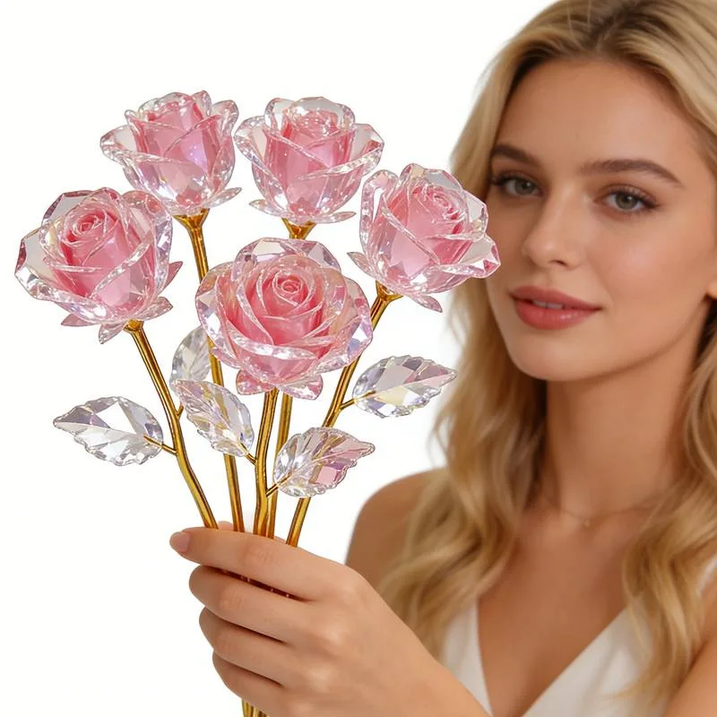 5 rosa, ewige Rosenblüten, künstliche Rosenblüten, Valentinstag, Muttertag, Geschenkidee, handgefertigt. – Detail 2
