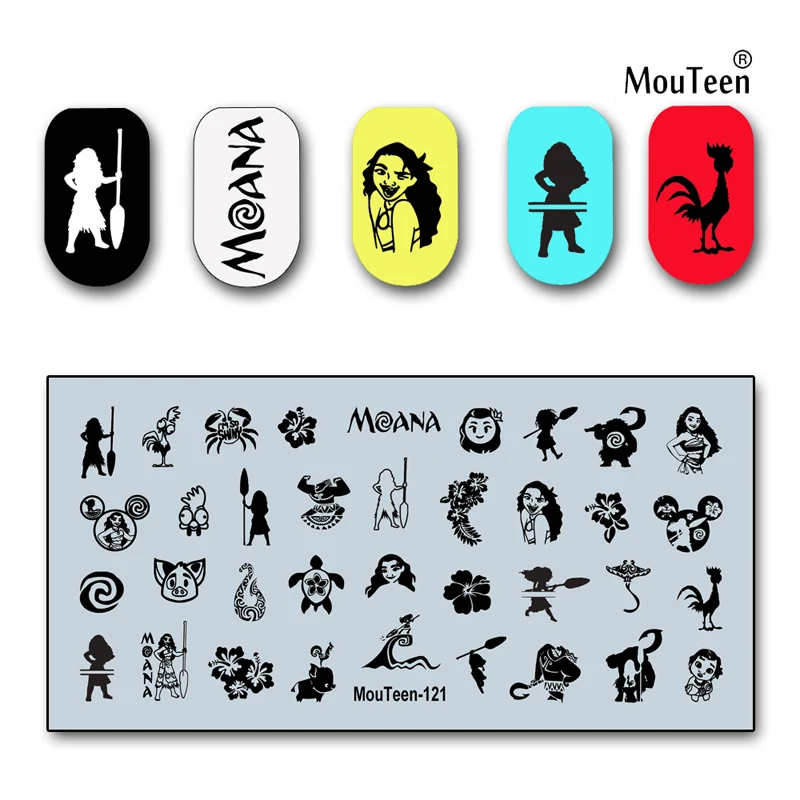 Disney Moana Nail Stamp Ocean Adventures Nail Stamping Plate for Nail Art 4.72*2.36inch #121