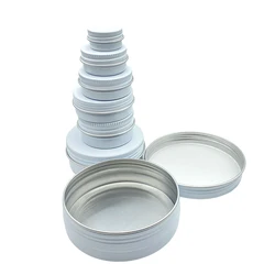 100Pcs Empty White Aluminum Jar Tin 5g 10g 15g 20g 30g 50g 60g 100g Pot Nail Art Makeup Lip Gloss Empty Cosmetic Tins Container