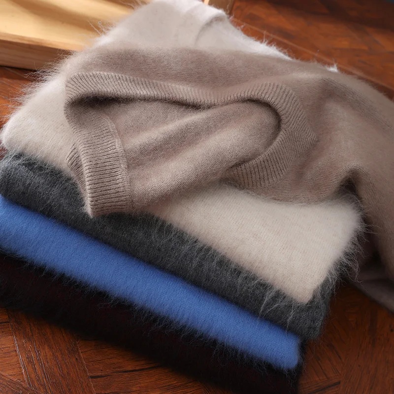 Sweater Vest Men Mink Cashmere V-neck Sleeveless Knitted Sweaters Vests Solid Color Simple Chic Loose Casual All-match Tank