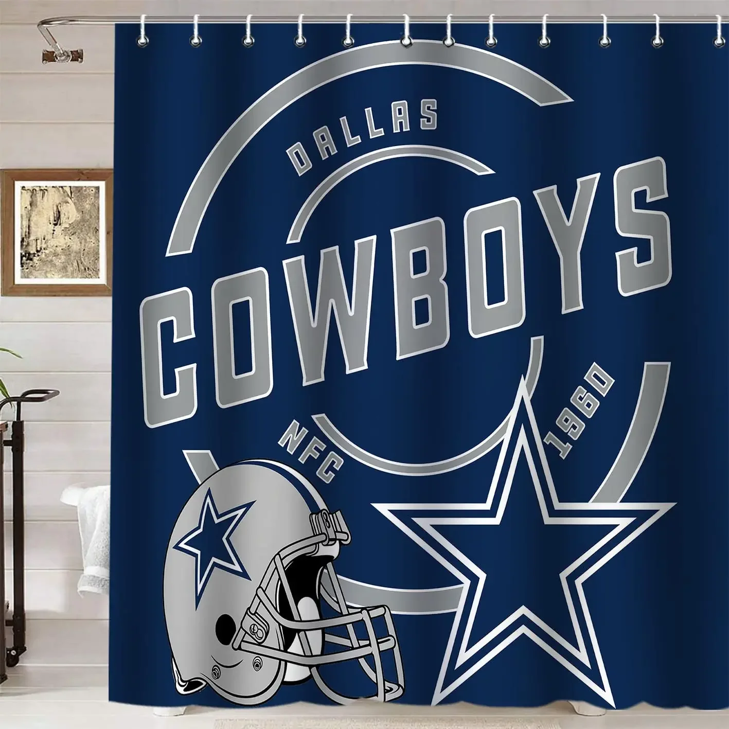 Boys Shower Curtain Sports American Football Bathroom Curtain Men Masculine Shower Curtain Stadium Field Soccer Green Curtains