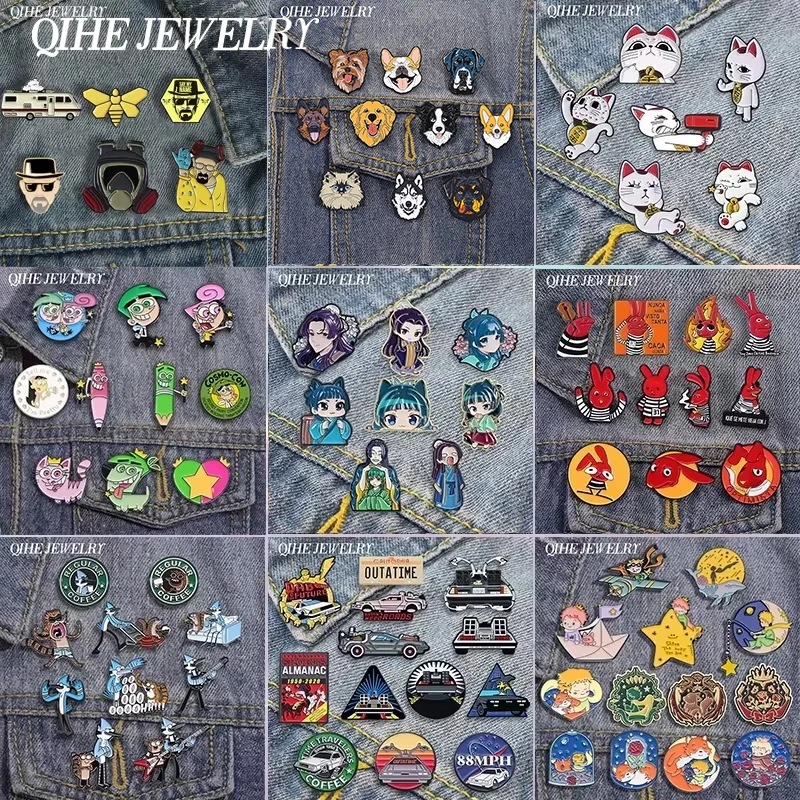 5-19Pcs/Set Humor Comedy Anime Movie Enamel Pin Anime Turbo Granny Cat Maomao Muscle Rat Red Eared Rabbit Brooch Badge Jewelry
