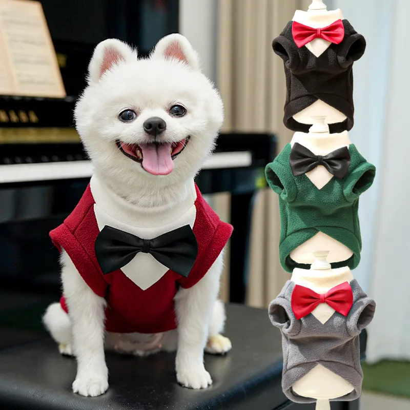 XS-8XLChristmas Formal Dog Suit Blazer Vest for Large Golden Retriever Cat, Winter Pet Sweater for Wedding Tuxedo Dress Clothes view 3