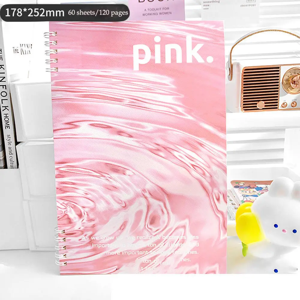 B5 Water Ripple Notebook Ins Style Spiral Coil Horizontal Line Book Diary Sketch Book Hand Ledger Notepad Students Stationery