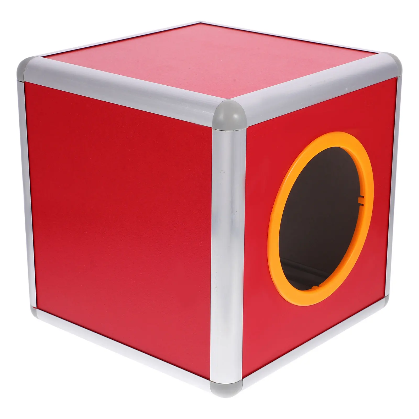 Wooden Raffle Drum with Handle Aluminum Alloy Edge Raffle Box with Slot Lucky Dip Drawing Voting Prize Box Classroom Mailbox