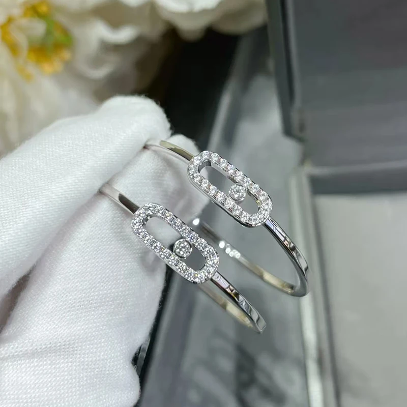 

Women's Fashion Jewelry S925 Silver Classic MOVE Sliding Hoop Earrings Women Romantic Sweet Holiday Party Valentine's Day Gift