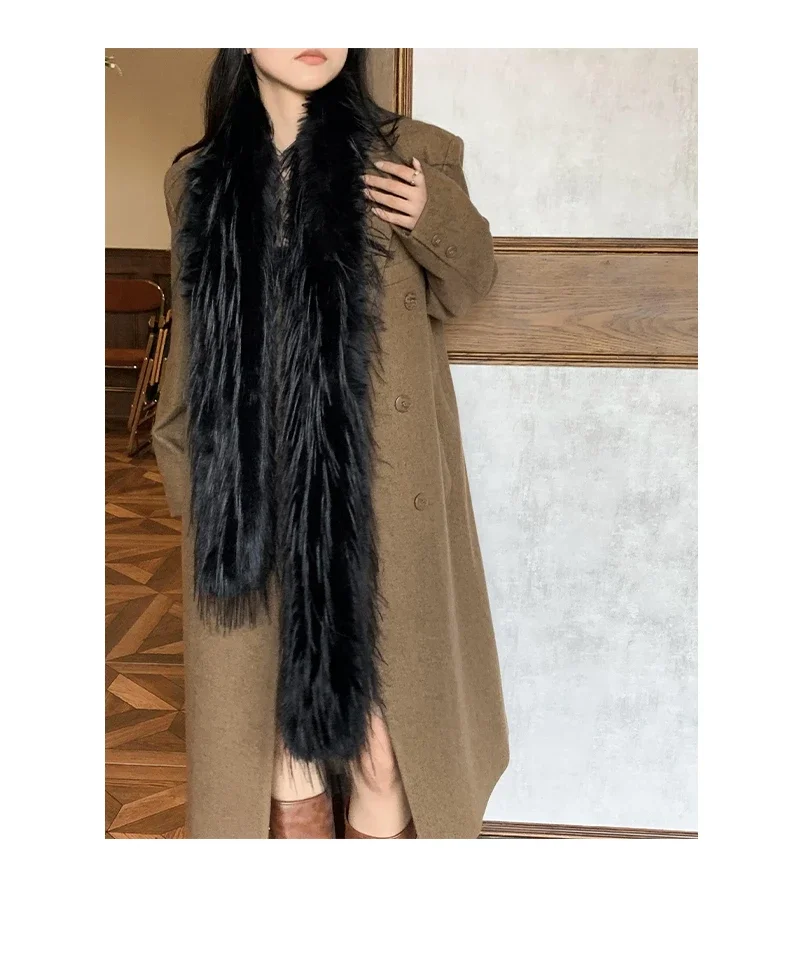 Koreanische Designer Runway Stil Dicken Schal Modische Plüsch Lange Streifen Schal frauen Nachahmung Nerz Pelz Y2K Mädchen Schal für warme – Detail 12