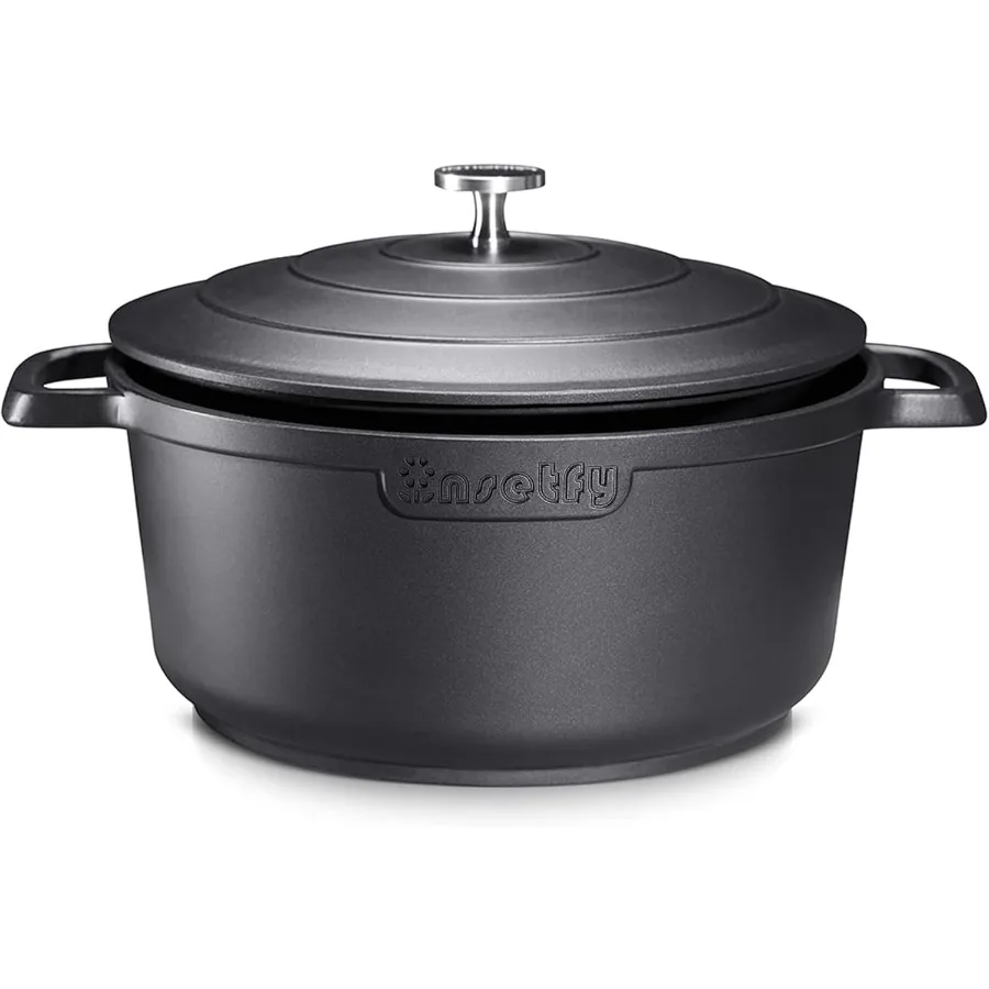 

Nonstick Dutch Oven Pot with Lid for Bread Baking Braising and Roasting 5 QT Lightweight Cast Aluminum Oven Pot with Two Handle