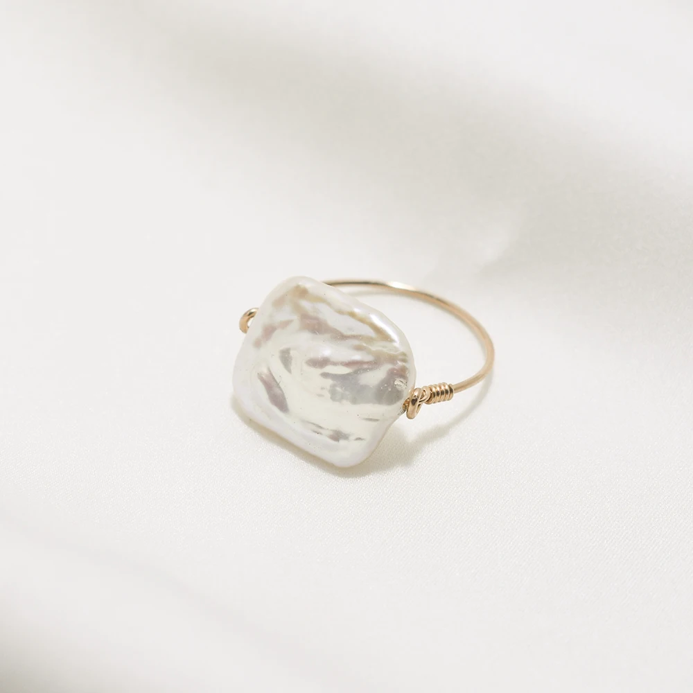 

Кольца из 14-каратного золота с натуральным квадратным жемчугом в стиле барокко, кольца на костяшки пальцев, минимализм, изящные украшения для женщин, вечерние, день рождения, повседневные подарки