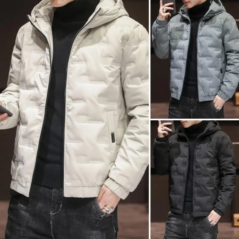 Men Outerwear  Stylish Elastic Cuff Zipper Bomber Jacket  Winter Male Jacket