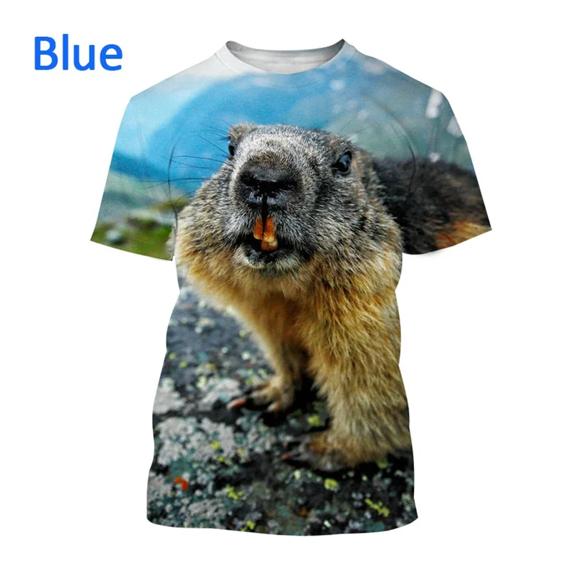 Kawaii Groundhog Animal T Shirt Men T-shirt 3D Funny Marmota Printed Tee Shirts Womens Clothing Harajuku Fashion Cute Kids Tops