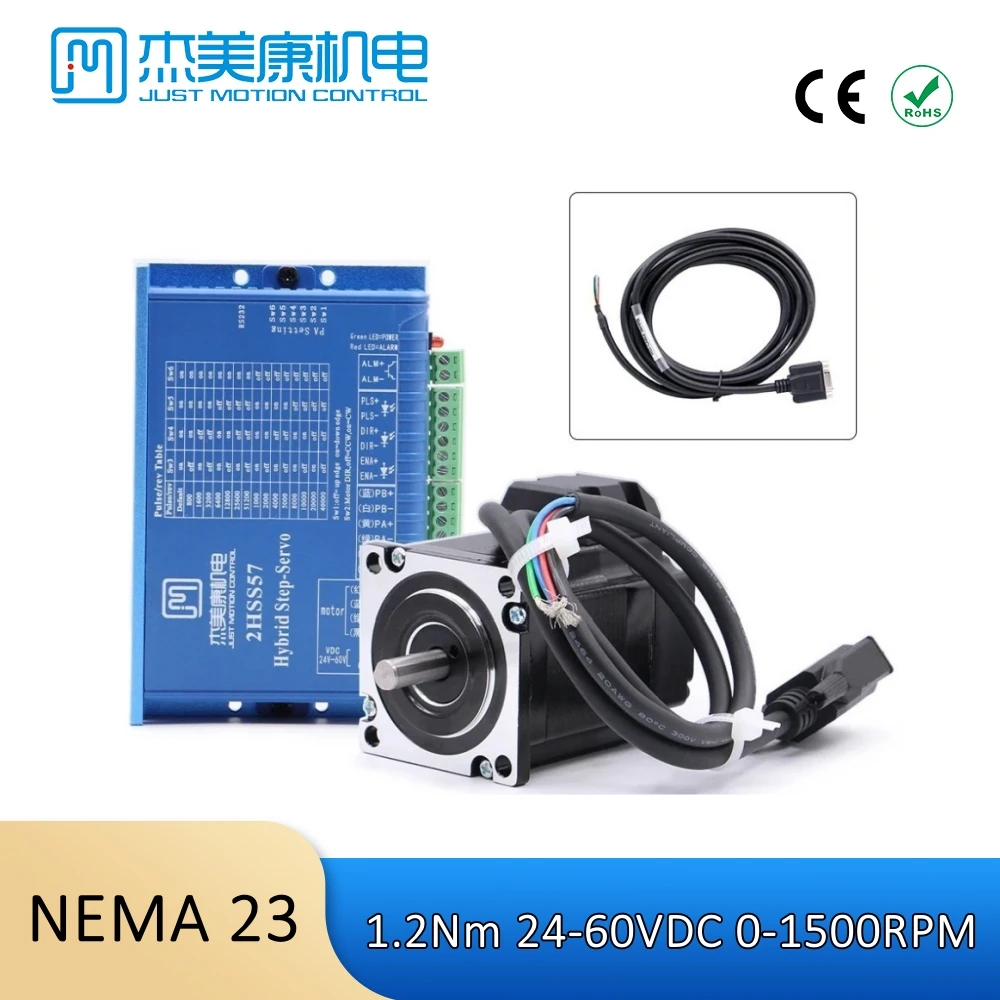 

JUST MOTION CONTROL Nema23 1.2N.m Closed Loop Stepper Motor Hybrid Stepper Servo Motor DC/AC 57J1854EC-1000-LS & 2HSS57 CNC Kit