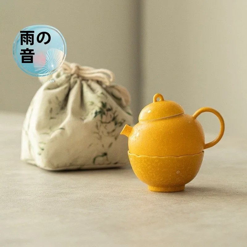 

Расписанный вручную дорожный чайный набор из фарфора с подглазурной росписью пионами: чайник, чашка, портативная сумка для хранения, набор для чаепития Гунфу на одного человека