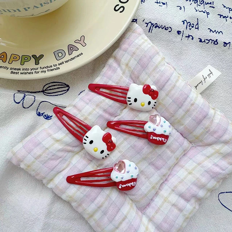 1PC Cartoon Anime Figure Hair Clip Sanrio Hairpin For Girls Kawaii Side Clip Hair DIY Accessories Hello Kitty BB Clip