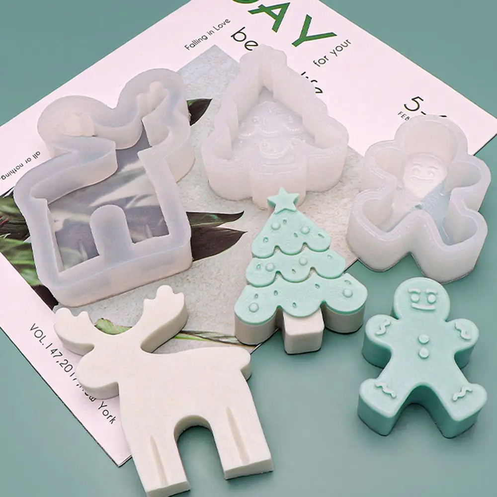 Supplies Soap Making Clay Tools Cake Resin Mold Christmas Candle Mold Snowman Tree Gingerbread 3D Art Wax Mold Silicone Mould