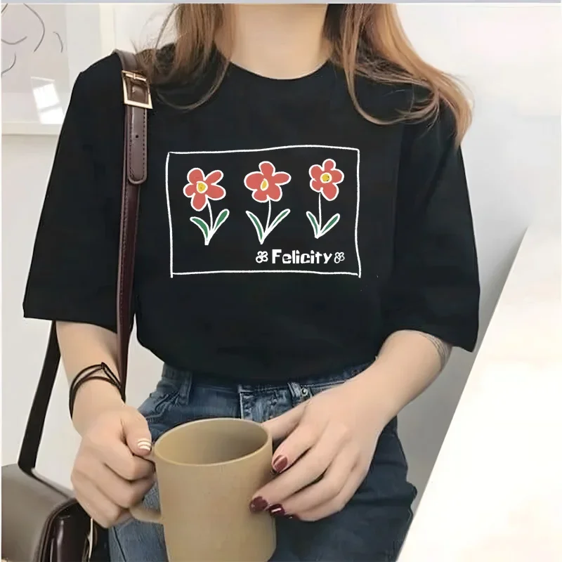 تي شيرت نسائي مقاس كبير برسومات جرافيك بأكمام قصيرة، فضفاض وكاجوال، ناعم ومريح للتنفس، رياضات خارجية #1