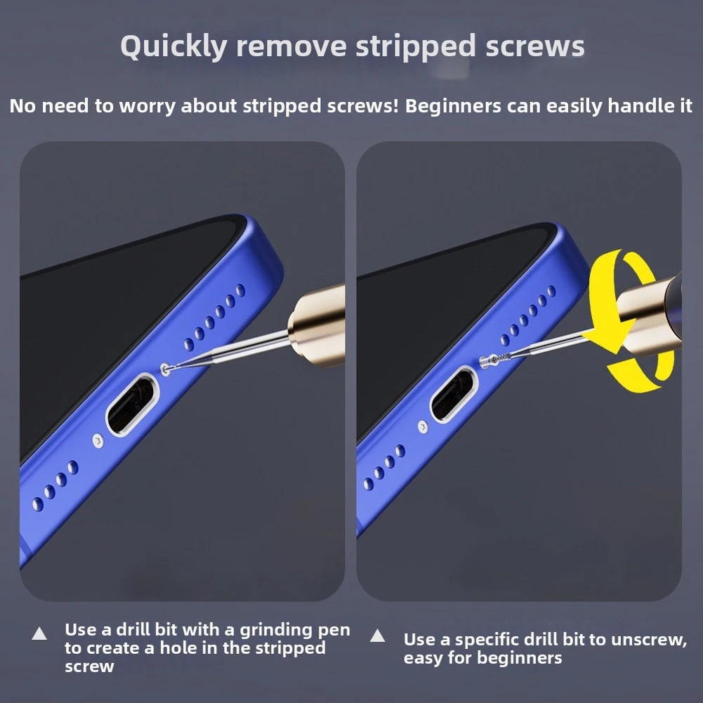 for U8S 2.35mm Screw Extractor Kit Carbide Alloy Bit for Removing Damaged Screws from Compact Consumer Electronics