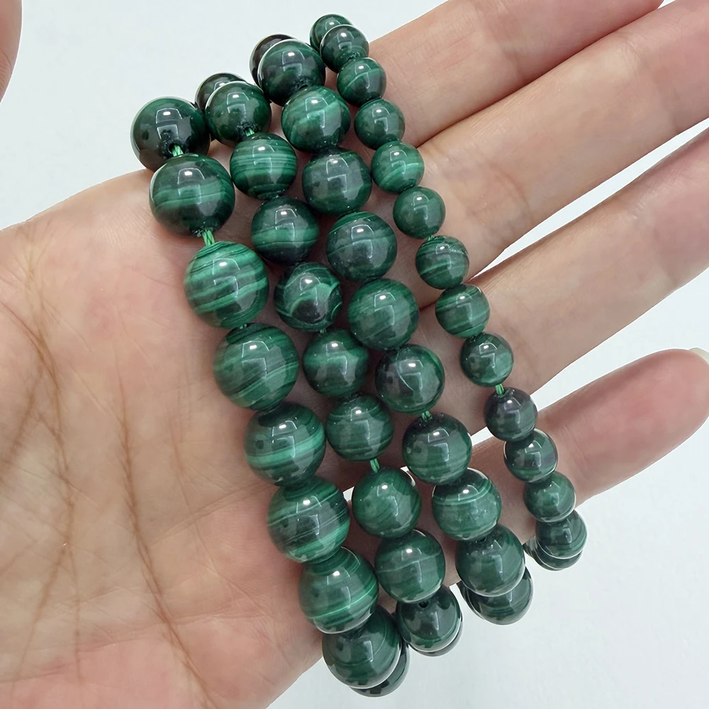 Genuine Semi-precious Natural Zambia Green Malachite Stone Round Loose Beads 4 6 8 10 12MM Pick Size Jewelry Making