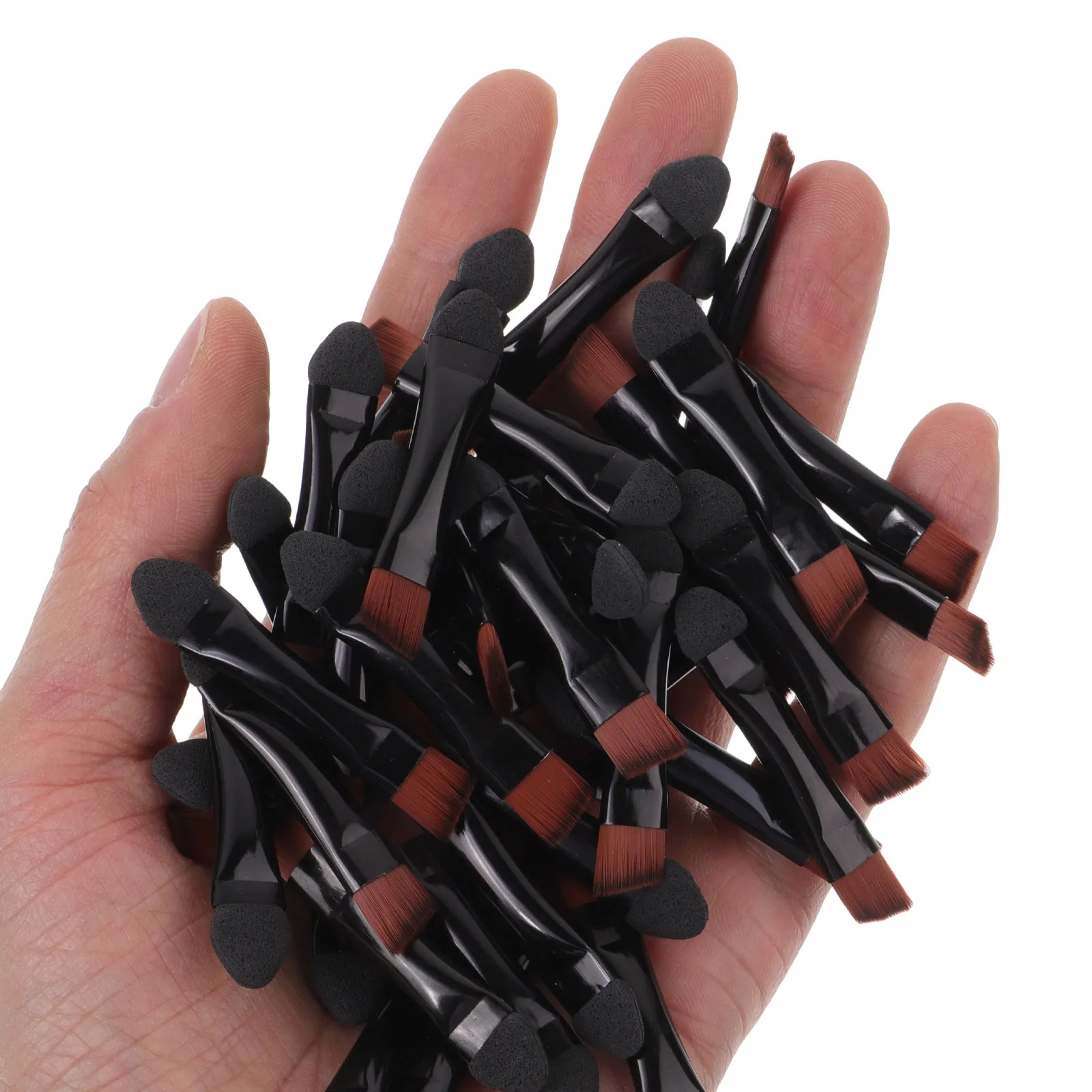 

50 шт. двусторонних аппликаторов для теней для век, мягкие на ощупь, не раздражающие кожу, аппликаторы для глаз и губ, компактный и легкий дизайн для использования в дороге.